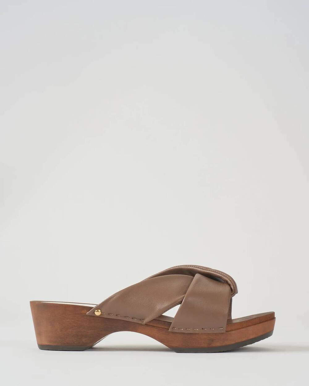 NEW SABOT YOUYOU women's low clog sandal in brun soft leather